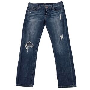 7 For All Mankind Josefina Skinny Boyfriend Jeans Distressed Button Fly 26 30x26